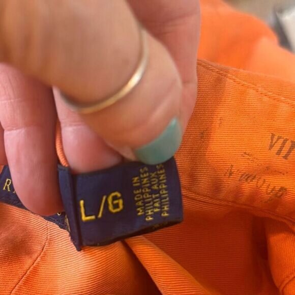 VTG Polo Ralph Lauren Shirt Mens Small Orange Type 1 Military Utility Button Up - Picture 8 of 9